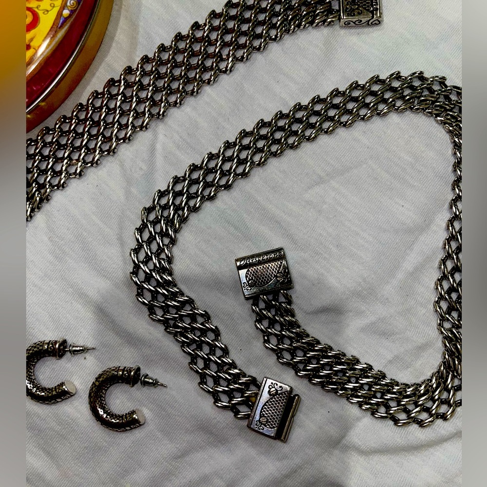 RETIRED AUTHENTIC BRIGHTON CHAIN MAIL MULTI LINK SET NECKLACE, BRACELET&EARRINGS - Picture 8 of 13